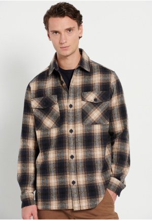 Oversized plaid flannel overshirt shirt