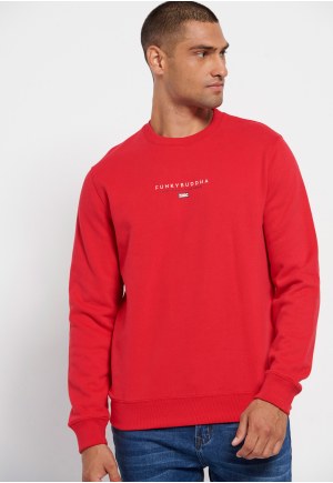 Chest branded printed crew neck sweatshirt