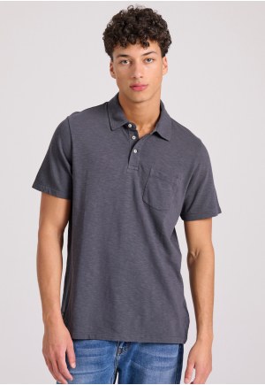 Garment dyed slub polo shirt