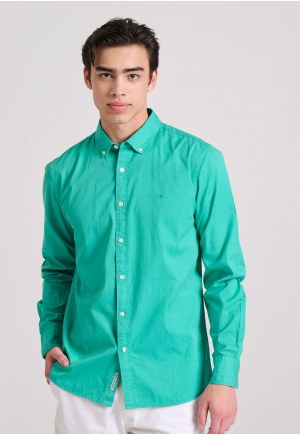 Men's cotton shirt garment dyed