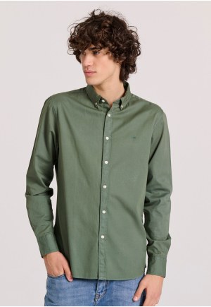 Men's cotton shirt garment dyed