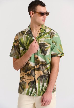 All over printed relaxed fit  tropical shirt
