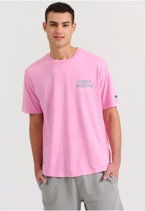 Relaxed fit garment dyed t-shirt with print on the back