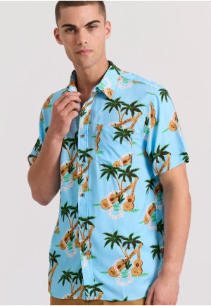 Relaxed fit resort rayon shirt