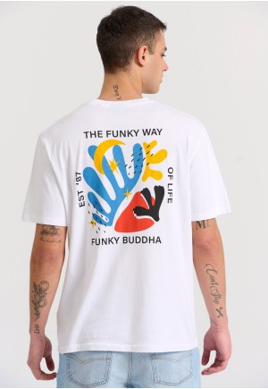 Relaxed fit t-shirt με abstract τύπωμα στην πλάτη