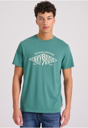 T-shirt with branded text artwork print