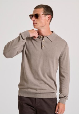 Men's knitted cashmere blend polo shirt