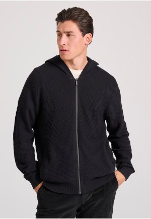 Relaxed fit ζακέτα με ανάγλυφη υφή και κουκούλα