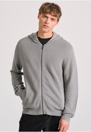 Relaxed fit ζακέτα με ανάγλυφη υφή και κουκούλα