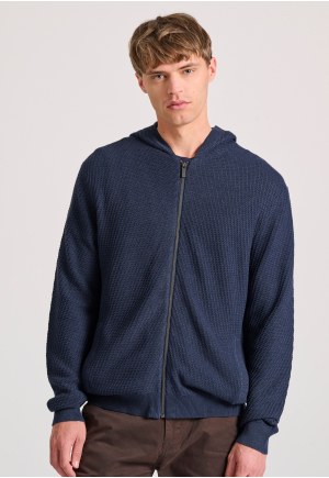 Relaxed fit ζακέτα με ανάγλυφη υφή και κουκούλα