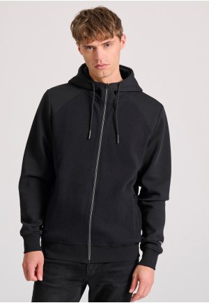 Men's zip-up hoodie with wafle weaving