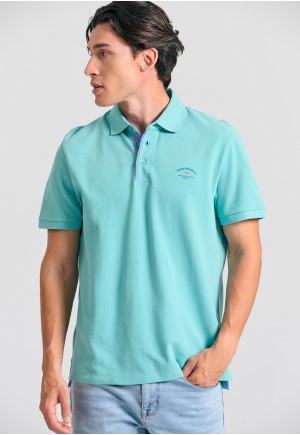 Polo shirt with printed artwork on the chest