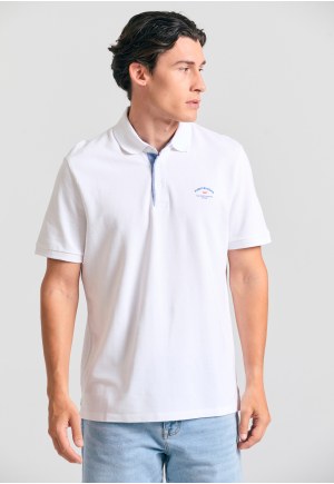 Polo shirt with printed artwork on the chest