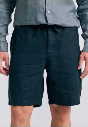 Comfort fit garment dyed λινή βερμούδα