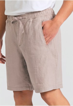 Comfort fit garment dyed λινή βερμούδα