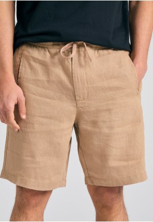 Comfort fit garment dyed λινή βερμούδα