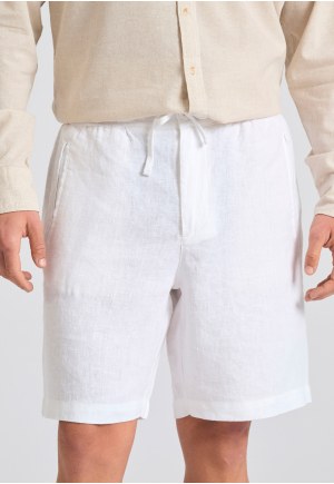 Comfort fit garment dyed λινή βερμούδα