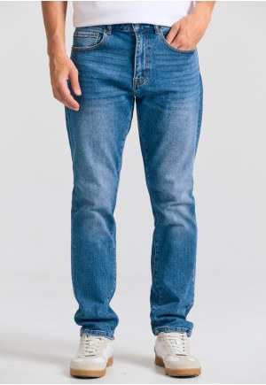 Slim tapered fit τζιν παντελόνι με ελαφρύ ξεθώριασμα