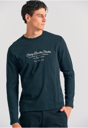 Μακρυμάνικο T-shirt με Funky Buddha τύπωμα στο στήθος