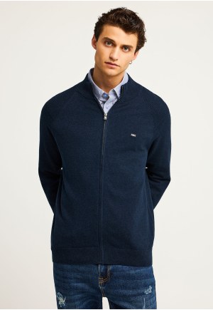 Men's knitted zip-up cardigan