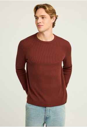 Relaxed fit μονόχρωμη μακρυμάνικη μπλούζα