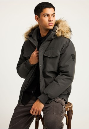 Men's bomber jacket with detachable hood