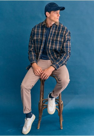 Men's plaid cotton overshirt