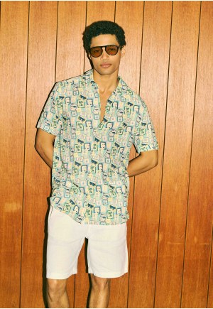 Men's relaxed short-sleeve linen shirt