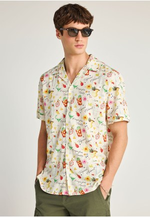 Men's relaxed linen blend short-sleeve shirt