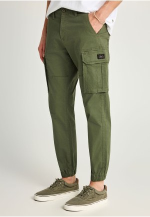 Men's cargo pants with cuffed hem FBM013-030-02_DEEP FOREST| funky