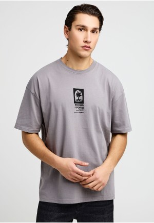 Ανδρικό oversized t-shirt με τύπωμα στην πλάτη