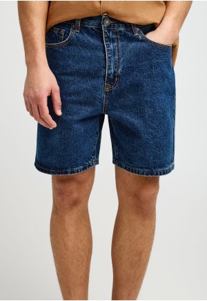 Ανδρική baggy βερμούδα τζην με washed effects