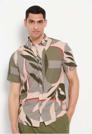 All over printed linen blend shirt Garage 55