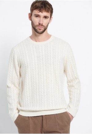 Cable knit πουλόβερ με μίξη από μαλλί Marron