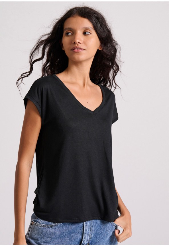 Γυναικείο μονόχρωμο t-shirt από βισκόζη