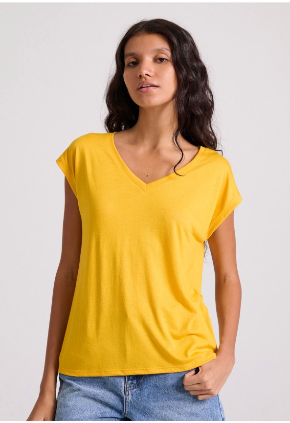 Γυναικείο μονόχρωμο t-shirt από βισκόζη