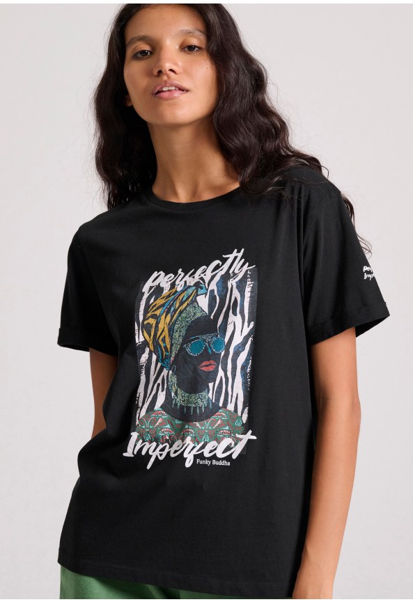 Relaxed fit t-shirt με boho τύπωμα