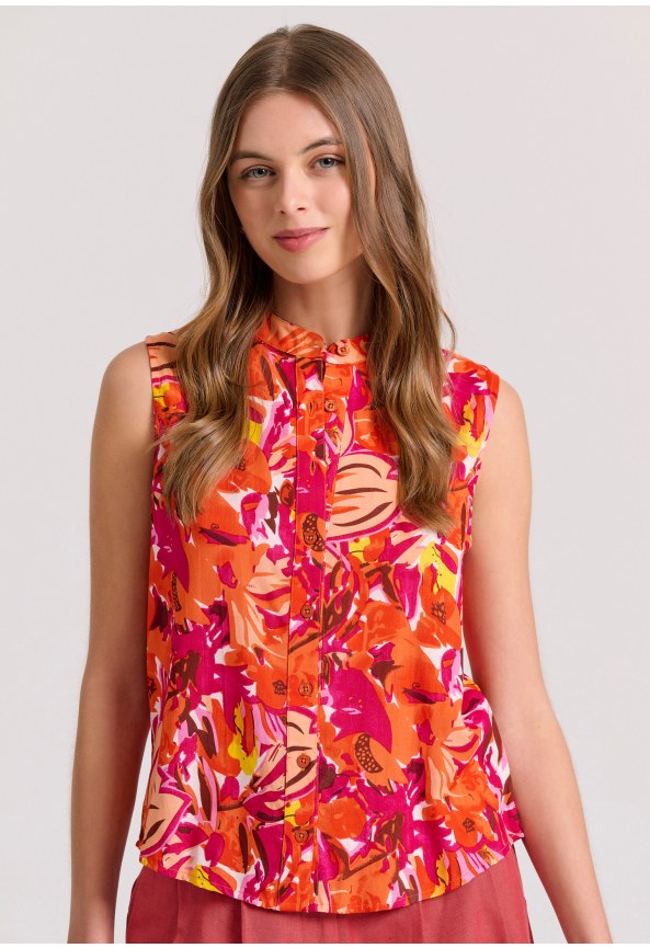 Αμάνικο πουκάμισο με exotic τύπωμα από βισκόζη