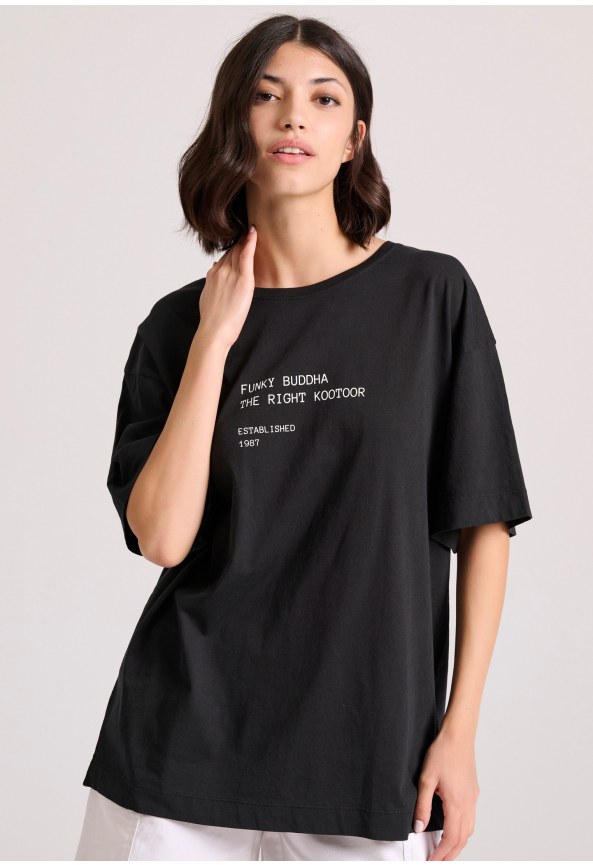 Loose fit t-shirt με text artwork τύπωμα στην πλάτη