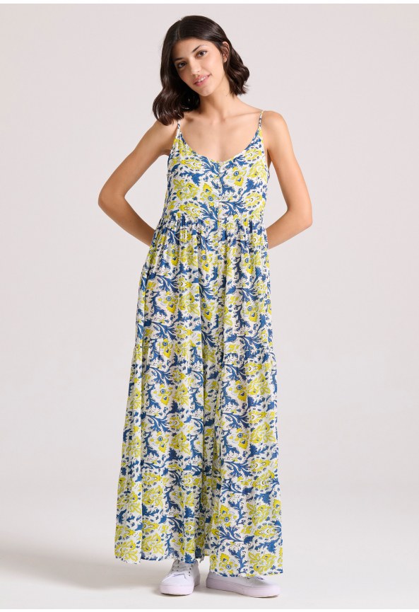 All over printed loose fit maxi boho dress