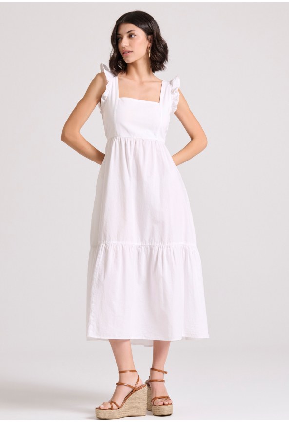 Μάξι φόρεμα με βολάν και φιόγκο στην πλάτη