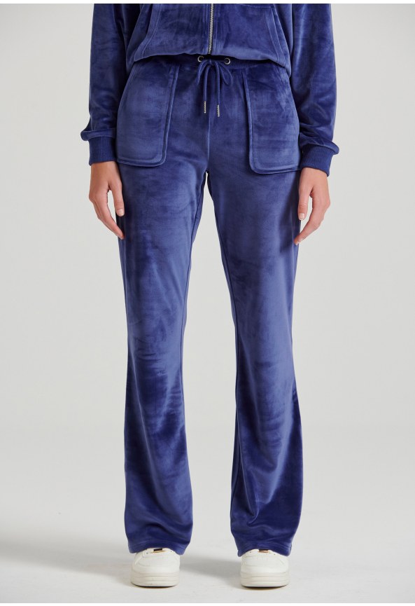 Flare fit παντελόνι φόρμας σε βελουτέ ύφασμα