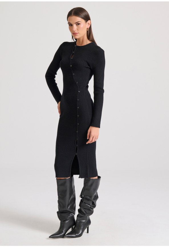 Midi κρουαζέ φόρεμα με κλείσιμο με κουμπιά