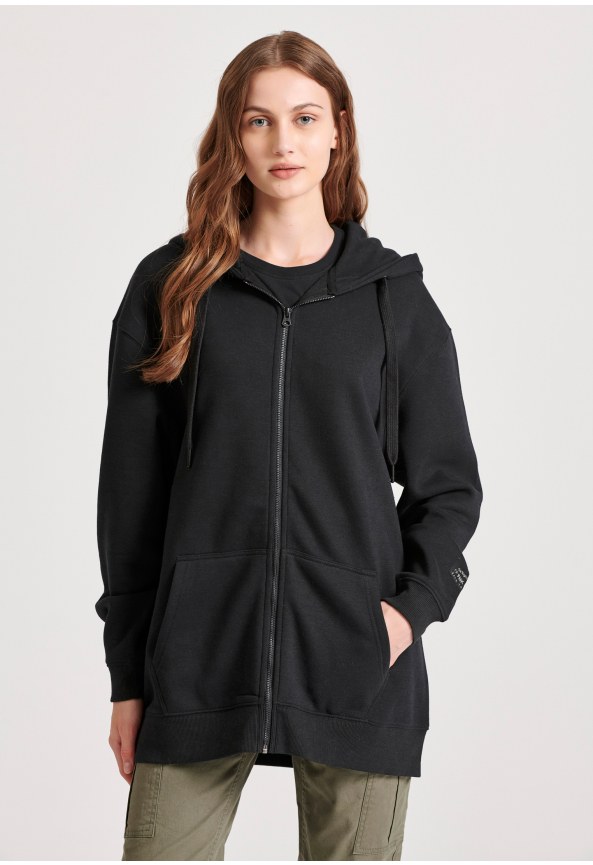 Relaxed fit φούτερ ζακέτα με τύπωμα στη πλάτη