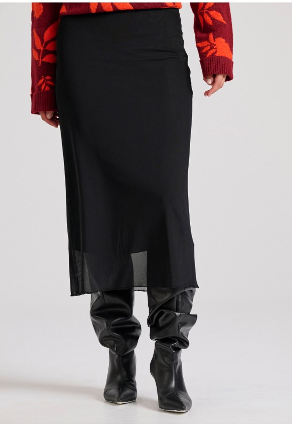 Μονόχρωμη μίντι φούστα