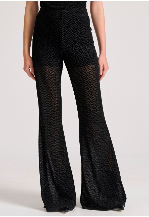 Flare fit παντελόνι σε βελουτέ ύφασμα με pattern