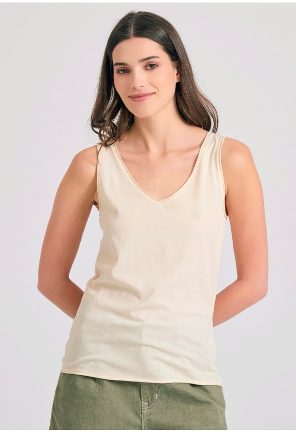 Γυναικείο tank top με raw cuts τελειώματα