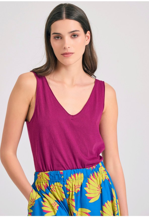 Γυναικείο tank top με raw cuts τελειώματα