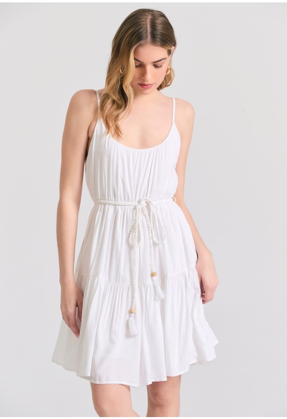 Μίνι φόρεμα με βολάν από βισκόζη