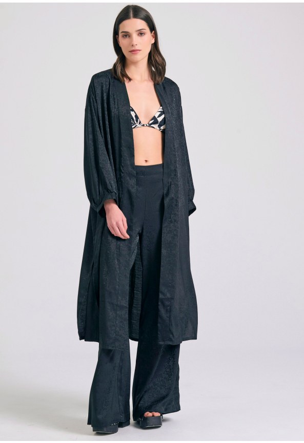 Γυναικείο oversized kimono σε ζακάρ ύφανση